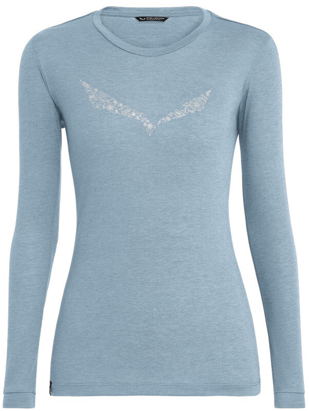 SALEWA Solidlogo Dry Longsleeve T-shirt Dames, blue fog melange IT 42 | EU 36 2019 Longsleeves