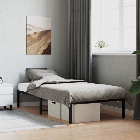 vidaXL Bedframe Metaal Zwart 90x190 cm