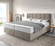 DELIFE Boxspringbed Dream-Fine Microfibre Beige 180x200 cm met TFK Matelas en Visco Topper
