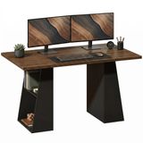 HOMCOM Writing Desk - Spaanplaat, MDF - 140L x 78B x 75H cm - Bruin-Zwart