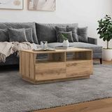 Table basse avec lumières LED Chêne artisanal 90x49x40 cm 508867