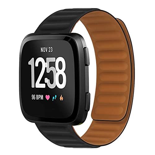 Qubix Siliconen Loop bandje Zwart voor Fitbit Versa 3/4 & Sense 1/2