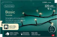 Lumineo Kerstverlichting - 2x - 120 LED lampjes - Warm wit - 9 meter - Zwart snoer