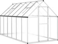 vidaXL Tuinkas met basisframe 334x169x195 cm Aluminium Zilverkleurig