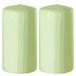 Enlightening Candles Cilinderkaars - 2x - stompkaars - lichtgroen - D6 x H15 cm - 58 branduren