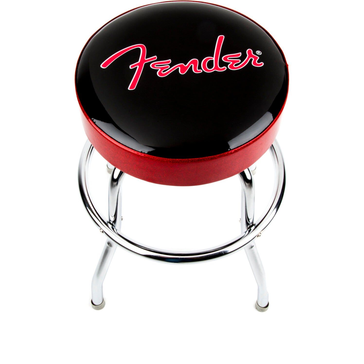 Fender Red Sparkle Logo Barstool - 24" - Black/Red/Chrome