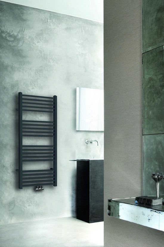 Wiesbaden Tower radiator - 119 x 60 cm - Mat zwart - RVS - 732 W