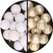 Merkloos / Sans marque Billiet - Vanlaere Kerstballen 36x stuks - 3 en 4 cm - wit en champagne - kunststof