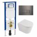 QeramiQ Dely Toiletset - 36.3x51.7cm - Geberit UP720 inbouwreservoir - rimless - diepspoel - 35mm zitting - softclose - bedieningsplaat gunmetal - rechthoekige knoppen - mat wit