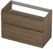 INK - Onderkast 2 Laden Greeploos Hout Decor met Houten Keerlijst A-symmetrisch - 900x450x650 Mm - Zuiver Eiken