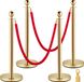 Merkloos Afzetpalen Voor Menigtecontrole - Afzetpaaltjes Crowd Control Stanchion Barrières - RVS Bolders - Goud Staanders - Fluwelen Touwen - 4 Stuks - 1,5 m - Rood