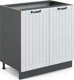 Vicco Keukenonderkast Fame-Line, Wit landelijk/Antraciet, 80 cm goudkleurig eiken werkblad
