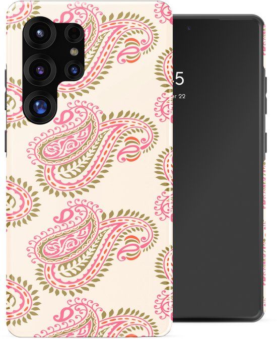 Selencia Hoesje - Geschikt voor Samsung Galaxy S25 Ultra - Backcover met Magnetische Ring - Paisley Blush