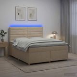 vidaXL Lit à sommier tapissier avec matelas Crème 180 x 200 cm Tissu