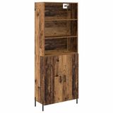 vidaXL Highboard - Oud Hout - 69,5 x 32,5 x 180 cm - Bewerkt hout