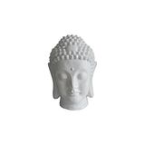 homea Standbeeld - Boeddhahoofd, Magnesia, Wit, 23,5 x 22,5 x 34 cm