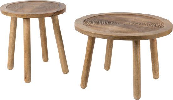 Zuiver Dendron Bijzettafel Rond 43 cm Mangohout - Bruin