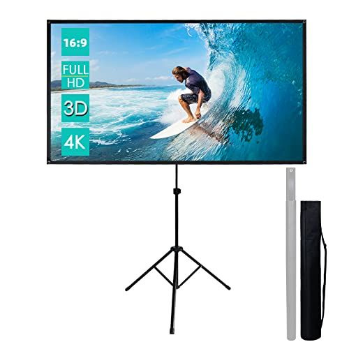 CCLIFE Inklapbaar beamerscherm met statief inclusief montagemateriaal 80/90/100 inch projectiescherm rolscherm thuisbioscoop mobiel