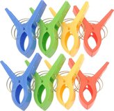 Merkloos 8x Grote Plastic Badlaken Knijpers - 4 Kleuren
