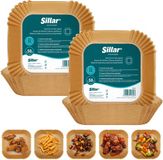 Sillar AirFryer Wegwerpbakjes, Bakpapier voor luchtfriteuse 20cm, anti-aanbaklaag, vierkant, 100 stuks