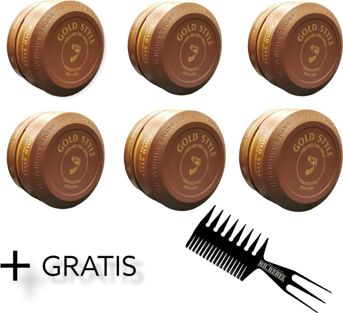 GOLDSTYLE Haar Wax Mannen - Haar Matte Wax - 6 Stuks 900 ML + Styling Kan Gratis