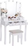 Merkloos / Sans marque Make-up tafel van hout, 80 x 40 x 140 cm