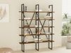 Hanah Home Moderne industriële boekenplank, walnoot & zwart, 126 x 160 x 26 cm