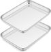 Merkloos Roestvrijstalen Bakplaat voor Mini Oven - Gezond Bakken - 2 Stuks - 23 x 17 x 2,5 cm
