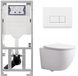 Geberit QeramiQ Dely Swirl Toiletset Compact - Inbouwreservoir Geberit UP320 - Met Burda Frame - Zitting 25mm - Bedieningsplaat Kunststof Glans Wit - Knoppen Rechthoekig - Glans Wit