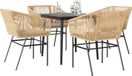 Prolenta Maison Exclusive - Tuinset voor buiten, 5-delig, met kussens, bruin polyrotan, glazen tafelblad