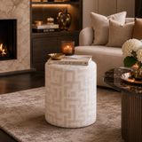 MISOU Pouf - Repose-pieds - Siège - Table d'appoint - 36x40 cm - Rond - Beige - Scandinave & Basique