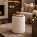 MISOU Pouf - Repose-pieds - Siège - Table d'appoint - 36x40 cm - Rond - Beige - Scandinave & Basique