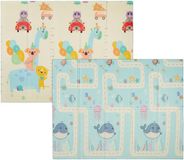 Relaxdays Opvouwbare Speelmat Baby 200 x 150 cm - Dubbelzijdig Speelkleed met Dierenprint - XPE Schuimmat - Antislip Kruipmat met Opbergtas