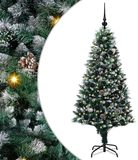 vidaXL Kunstkerstboom Groen 150 cm PVC en Staal en Kunststof