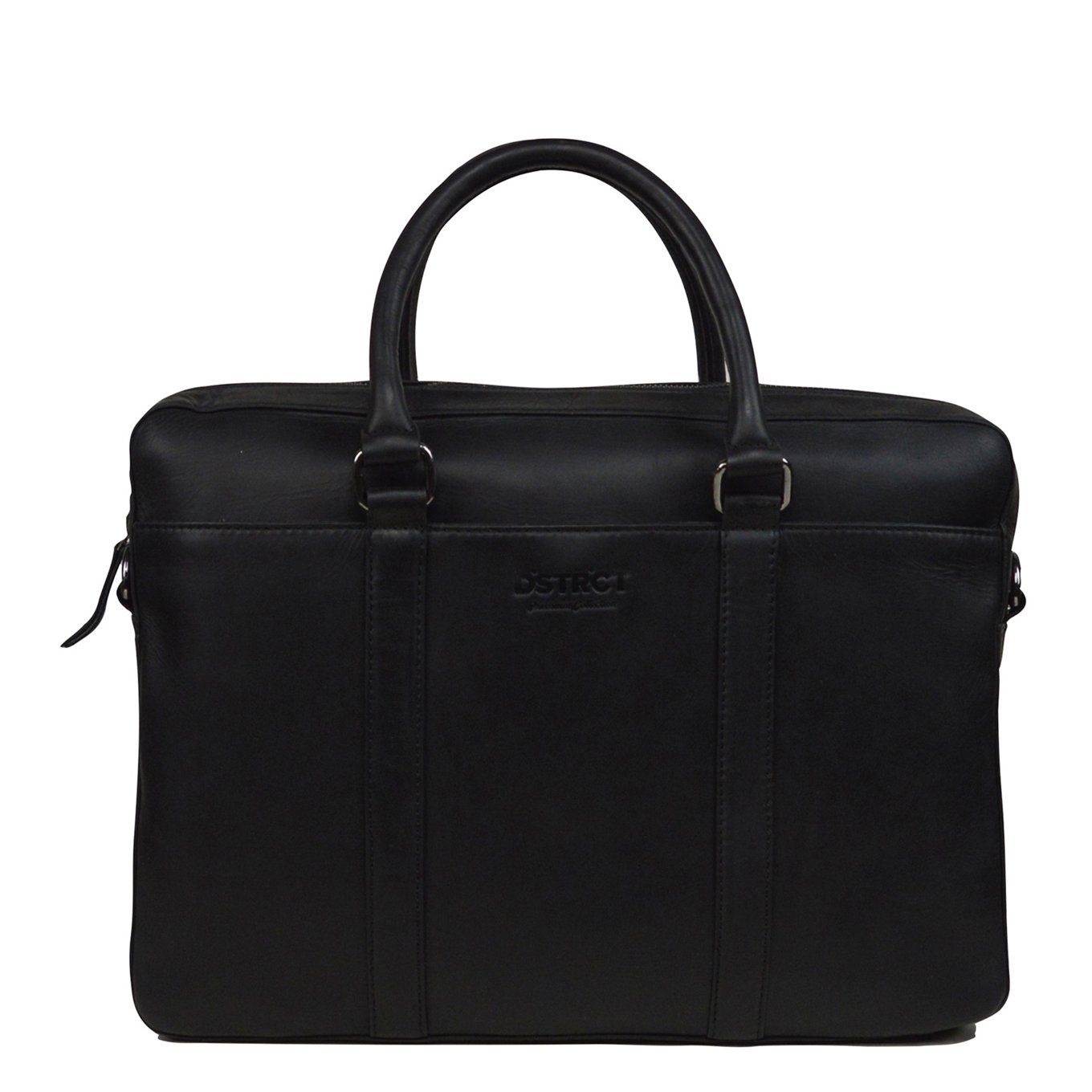 DSTRCT Premium Collection Leren Business Laptoptas - 15.6 inch - Zwart