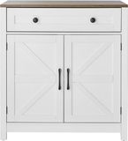 VEVOR Dressoir Keukenkast met Laden, Buffetkast Landelijke Stijl voor Woonkamer, Hal, Keuken, Opbergkast 75 x 37,5 x 80 cm Keukenbuffetkast Wit + Bruin
