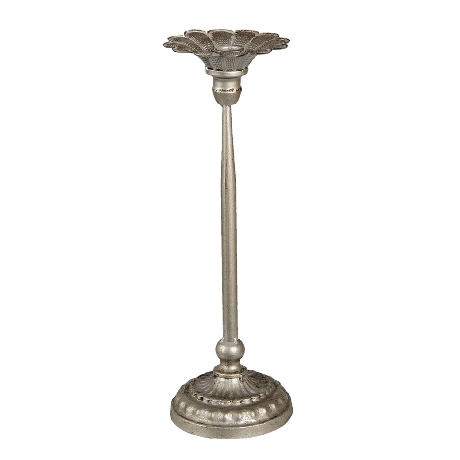 Clayre & Eef Kandelaar - ø 13x40 cm - Zilverkleurig - IJzer