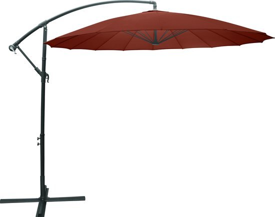 Kynast SAIGON zweefparasol 3x3m Azië stijl knikbaar Bordeaux Rood parasol 360° draaibaar + kruispoot