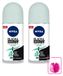NIVEA MEN Black & White Invisible Active Déodorant Roll-on, 50 ml - Lot économique - 2 pièces