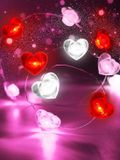 Merkloos Roze, witte en rode hartvormige lichtslinger, 3 meter lang, 30 LED-hartvormige lampjes, werkt op batterijen, voor kamerdecoratie, slaapkamer, bruiloft, jubileumfeest.
