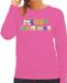 Bellatio Decorations Kersttrui / sweater voor dames - Merry Christmas - roze - vrolijke kerst L