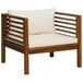 Acacia Massiefhout Fauteuil d'extérieur avec Coussins Blanc Crème