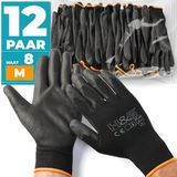 ISC Hygiene & Safety Werkhandschoenen, PU-gecoat, Zwart, 8 - M, 12 paar