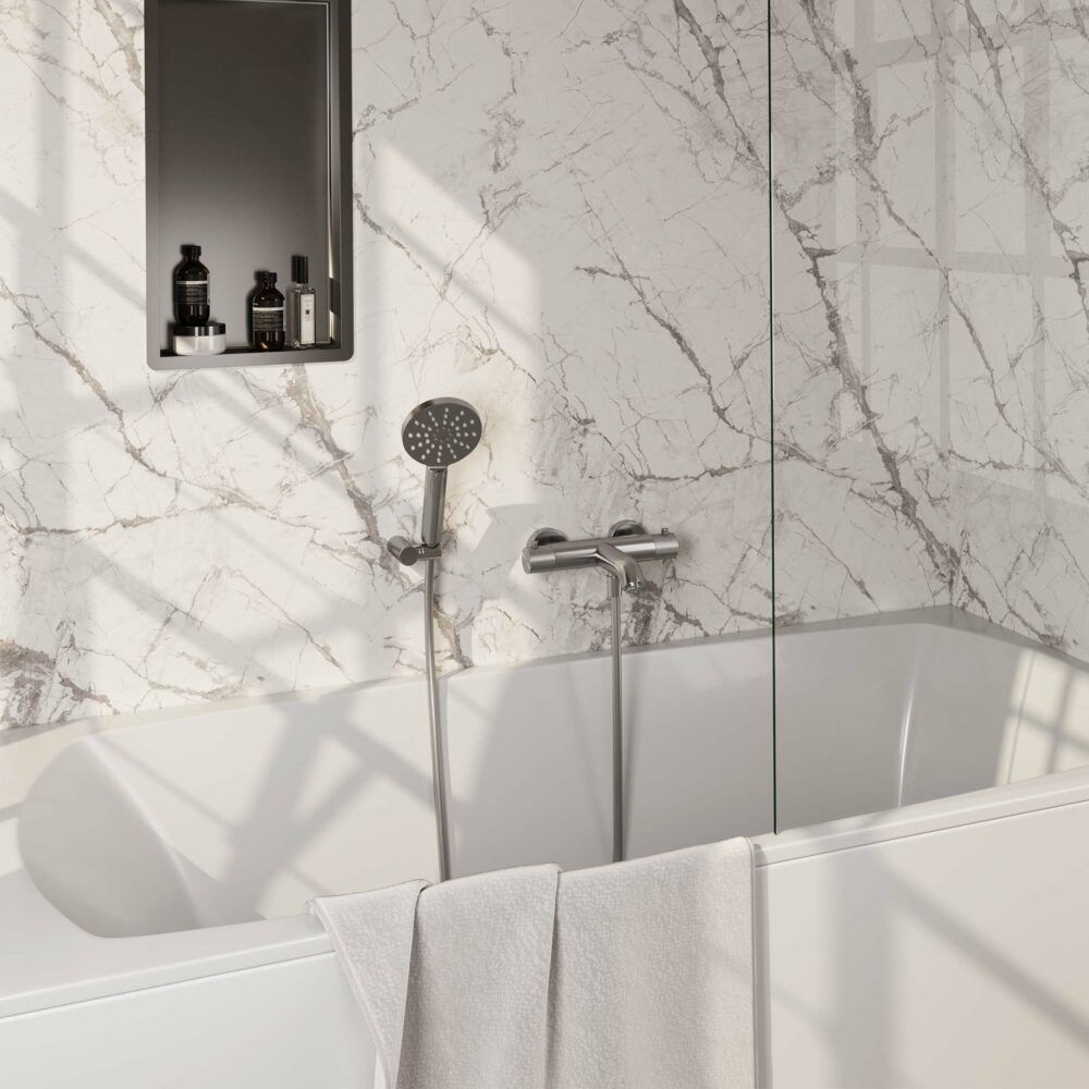 Brauer Brushed Carving Opbouw Baddouche met Ronde Handdouche Nikkel