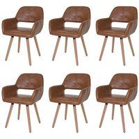 Générique HWC Set van 6 eetkamerstoelen HWC-A50 II, keukenstoel, retro jaren 50 design ~ kunstleer, imitatiesuède, lichtgekleurde poten
