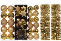 Kaemingk B.V. Set de décoration de Noël - or - 42 pièces - plastique - 6 cm
