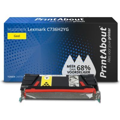 PrintAbout Huismerk Lexmark C736H2YG Toner Geel - Hoge capaciteit