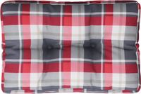 vidaXL - Palletkussen - 50x40x12 cm - Stof - Rood Ruitpatroon