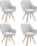 MEUBLE COSY Meubles Cosy Set van 4 draaibare eetkamerstoelen – Stoffen zitting 360° draaifunctie – Beige