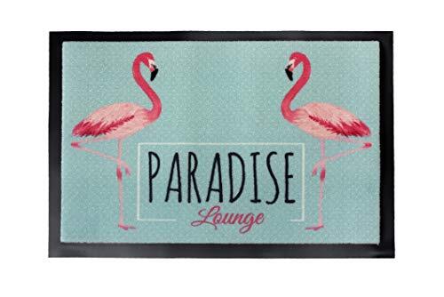 Carpido Lisa-Design Flamingo deurmat - schoonloop - vuilvangmat - vogel - 40 x 60 cm,Grijs/Roze